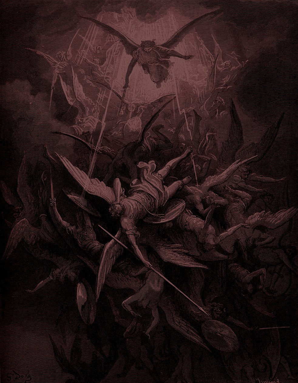Paradise Lost: Val van de opstandige engelen, kunstenaar Doré door Gustave Dore