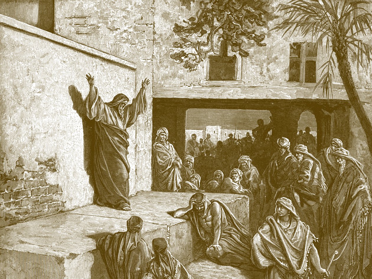 Profeet Micha, gravure door Gustave Doré - Bijbel door Gustave Dore