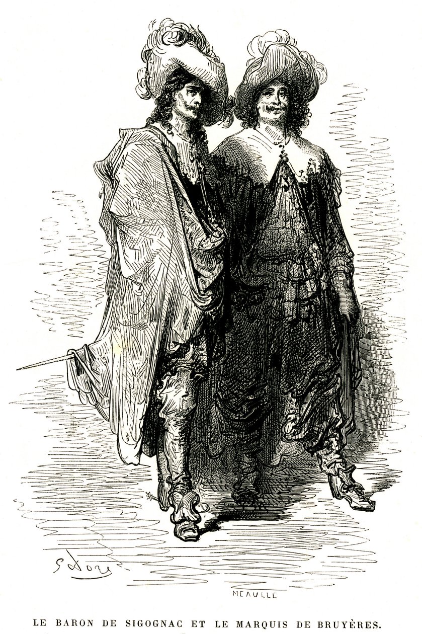 De Baron de Sigognac en de Markies de Bruyères. Gravure door Gustave Doré ter illustratie van Théophile Gautier