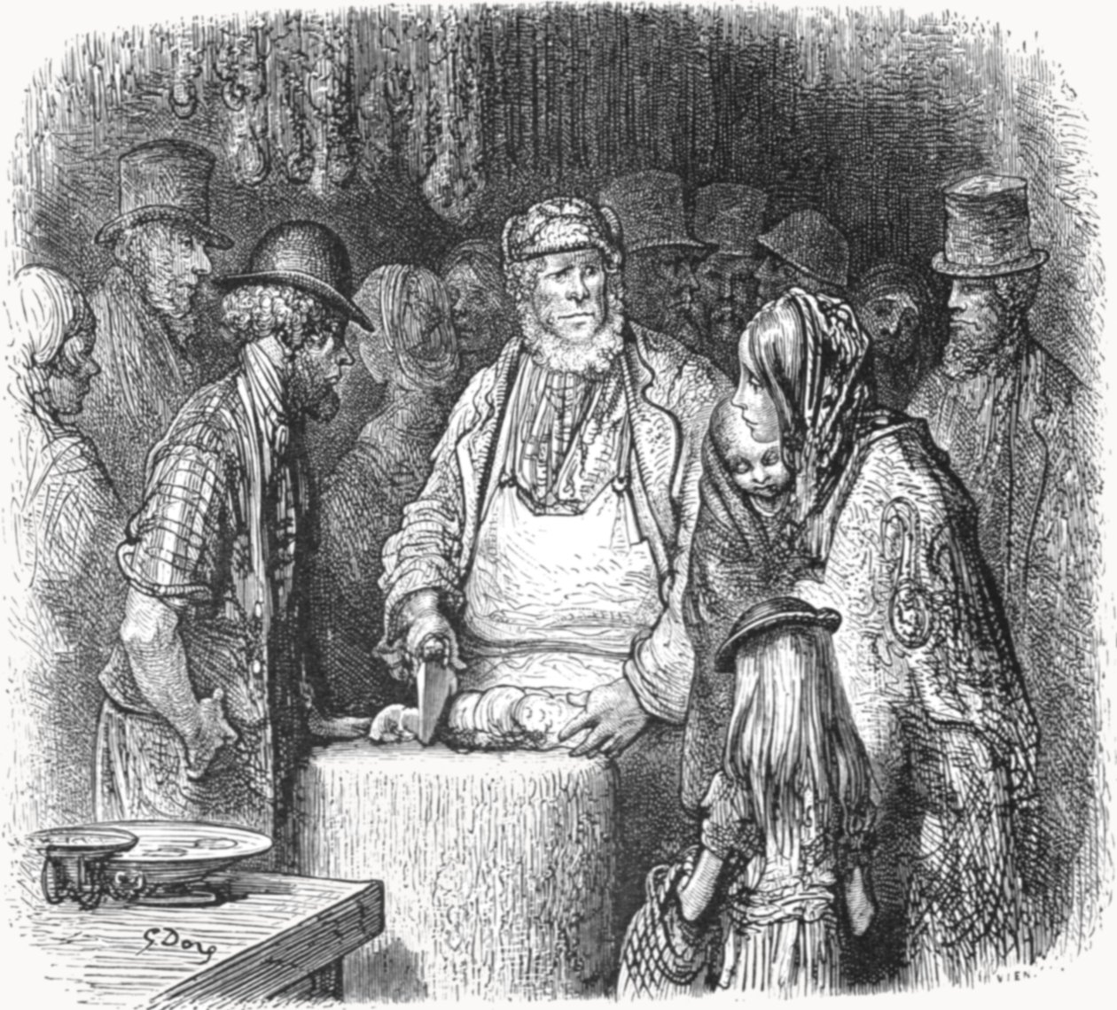 De slager - Newport Market Alley door Gustave Dore