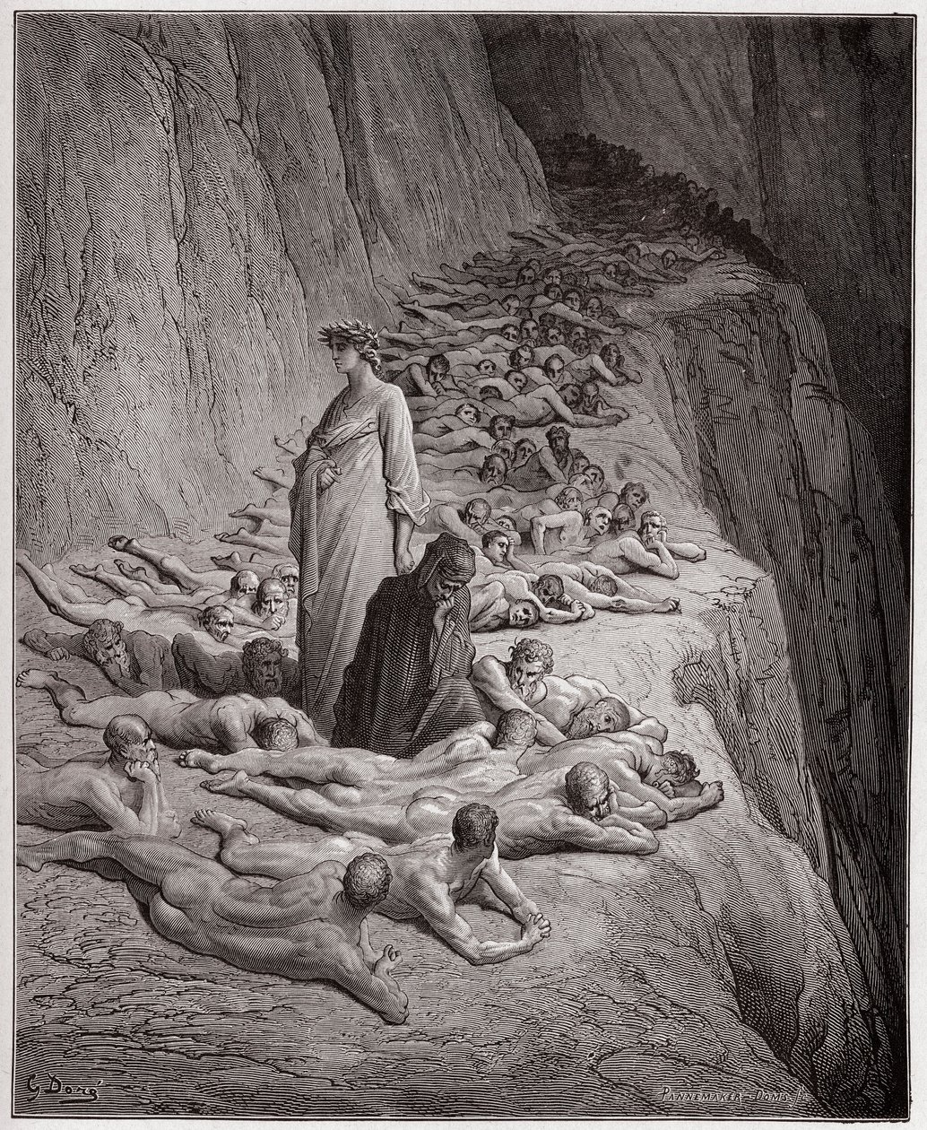 De Goddelijke Komedie (La Divina Commedia), Purgatorio, Canto 19: De zielen van de gierigen: Adrian V spreekt tot Dante - door Dante Alighieri (1265-1321) - Illustratie door Gustave Doré (1832-1883) door Gustave Dore