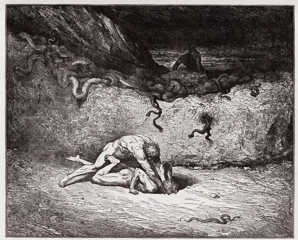 Inferno, Canto 30: De kwelling van de vervalsers in de negende bolgia (Gianni Schicchi) (Illustratie door Gustave Doré) door Gustave Dore