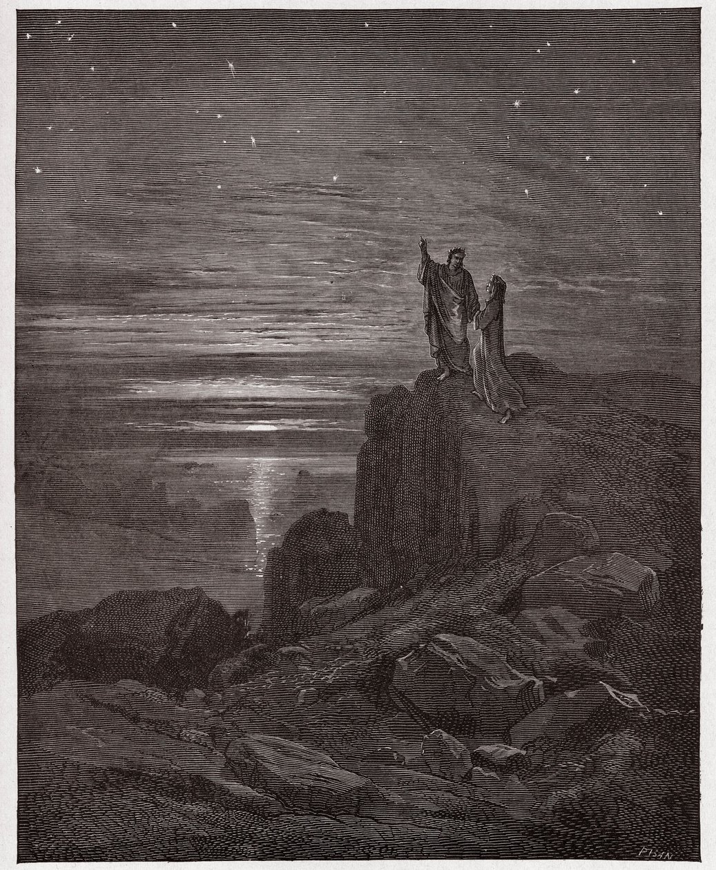 De Goddelijke Komedie, Inferno, Canto 34: De dichters komen uit de hel - door Dante Alighieri (1265-1321) - Illustratie door Gustave Doré (1832-1883) door Gustave Dore