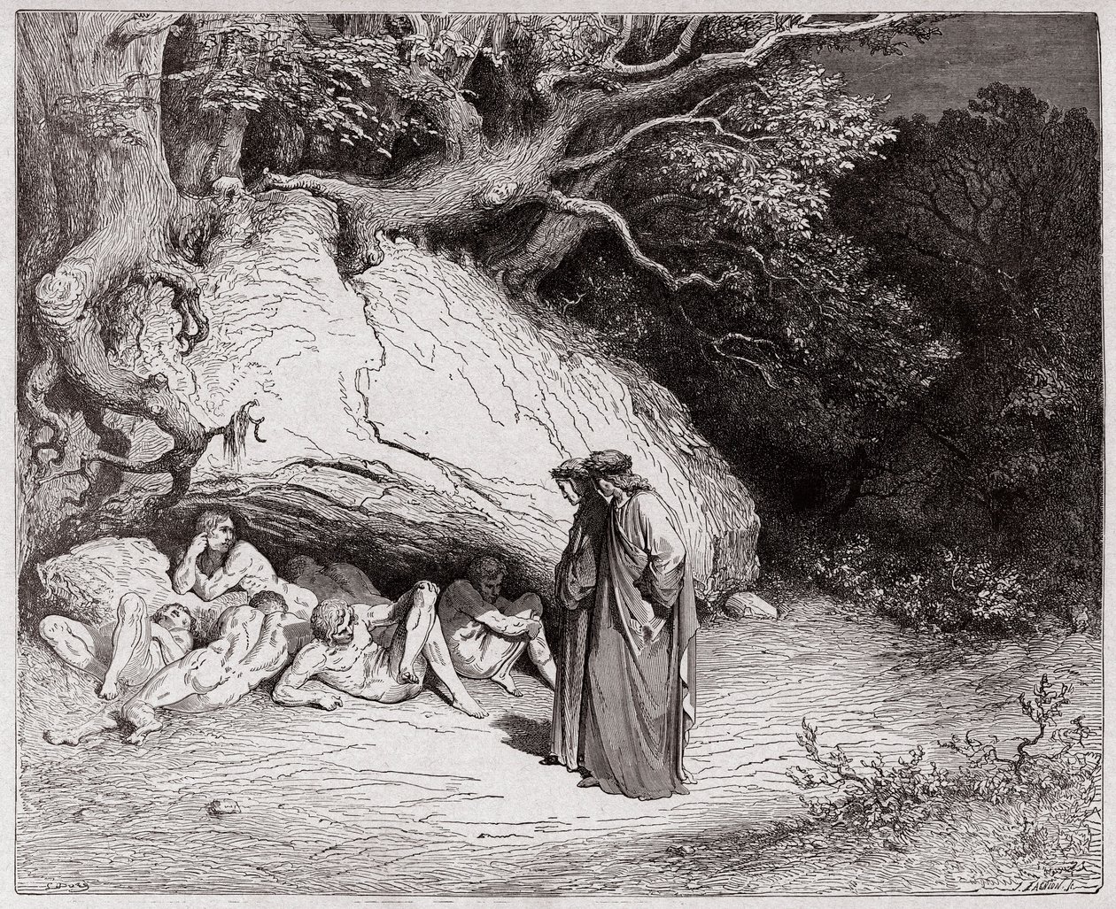 De Goddelijke Komedie (La Divina Commedia, La Divine Comedie), Inferno, Canto 4: De onschuldige zielen in Limbo - door Dante Alighieri (1265-1321) - Illustratie door Gustave Doré (1832-1883) door Gustave Dore