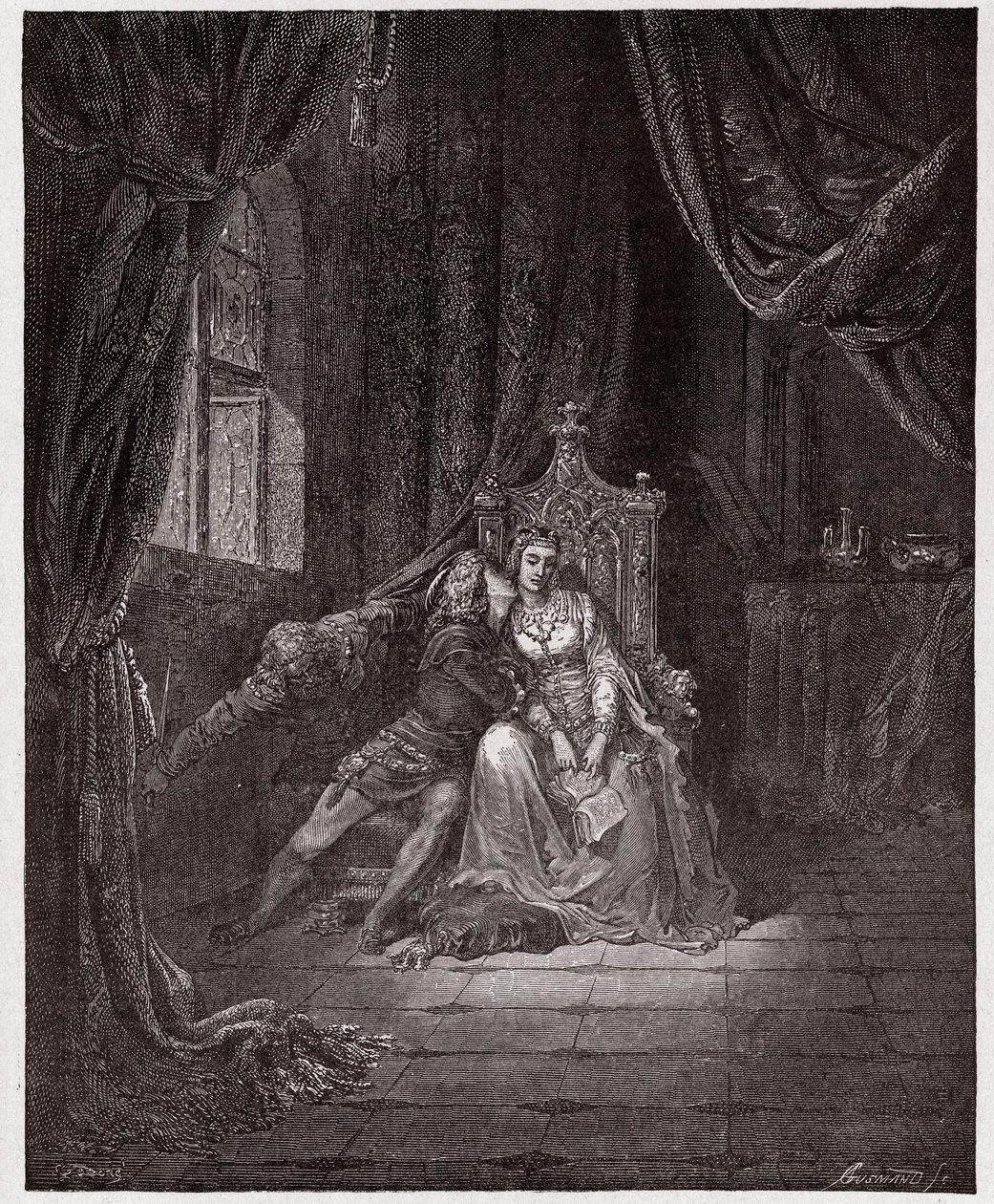 De Goddelijke Komedie (La Divina Commedia), Inferno, Canto 5: Paolo en Francesca - door Dante Alighieri (1265-1321) - Illustratie door Gustave Doré (1832-1883) door Gustave Dore