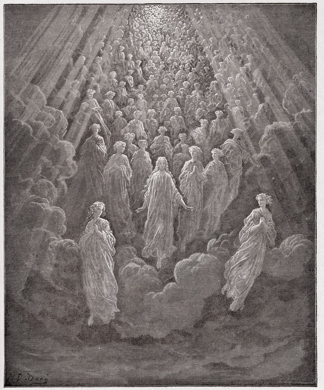 Paradiso, Canto 5: De menigte van talloze gloeiende zielen in het tweede rijk (Illustratie door Gustave Doré) door Gustave Dore
