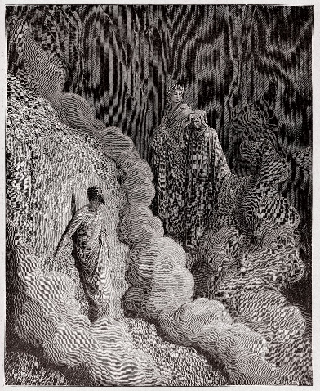 De Goddelijke Komedie (La Divina Commedia, La Divine Comedie), Purgatorio, Canto 16: Dante spreekt met de ziel van Marco Lombardo - door Dante Alighieri (1265-1321) - Illustratie door Gustave Doré (1832-1883) door Gustave Dore