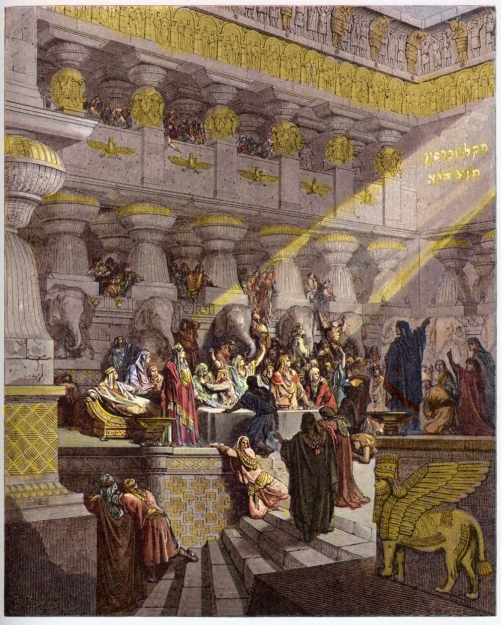 Het feest van Balthazar - Het feest van Belshazzar - gravure in 