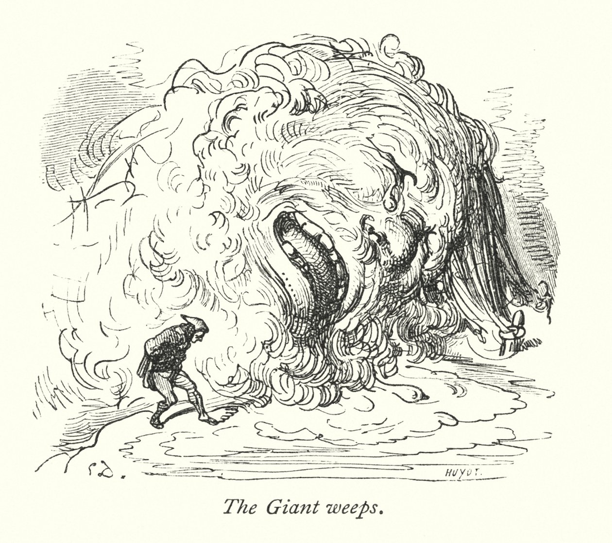 De reus huilt (gravure) door Gustave Dore
