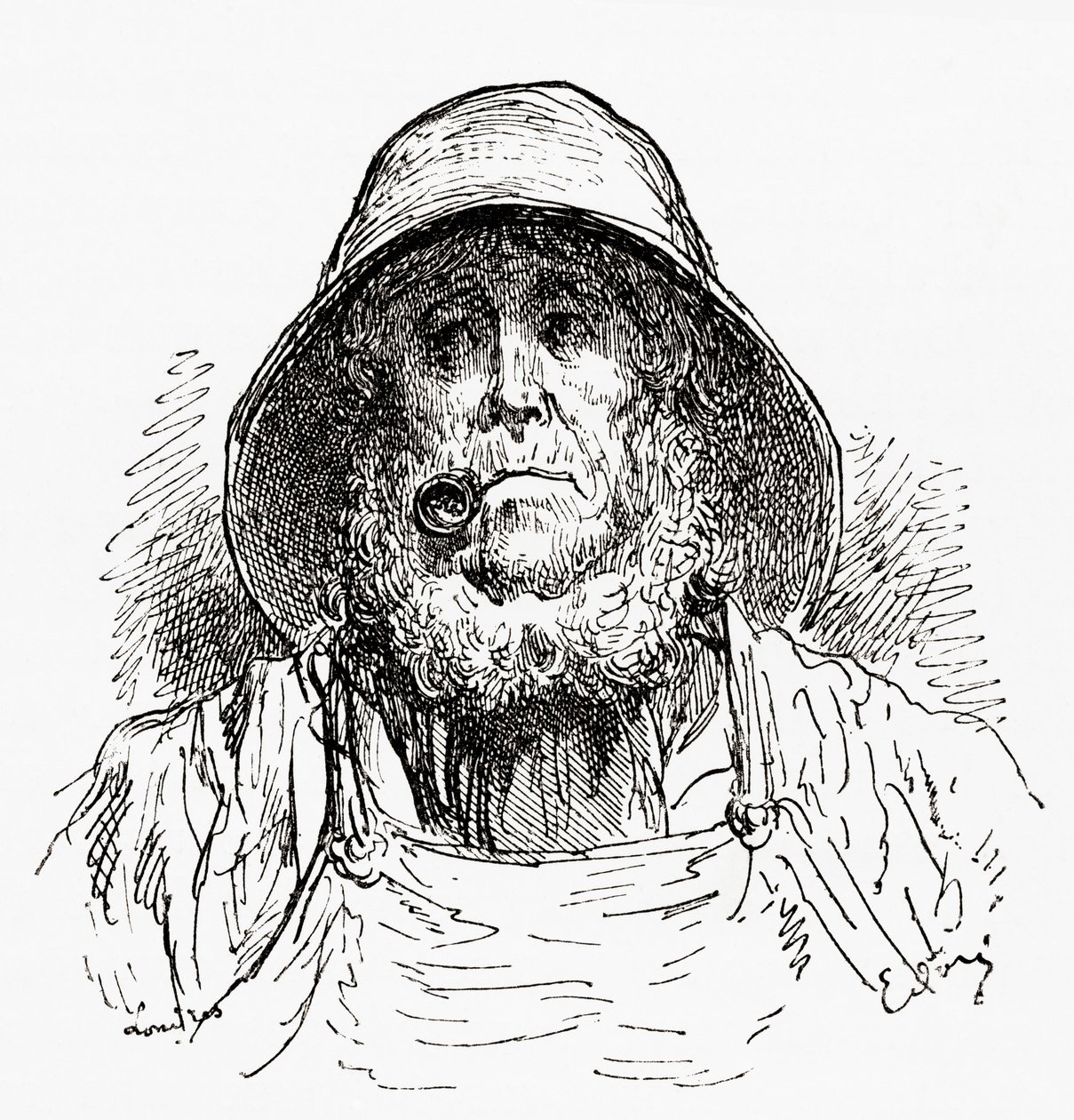De zeeman van Marseille, naar een tekening van Gustave Dore. Uit Leven en Herinneringen van Gustave Dore, gepubliceerd 1885. door Gustave Dore