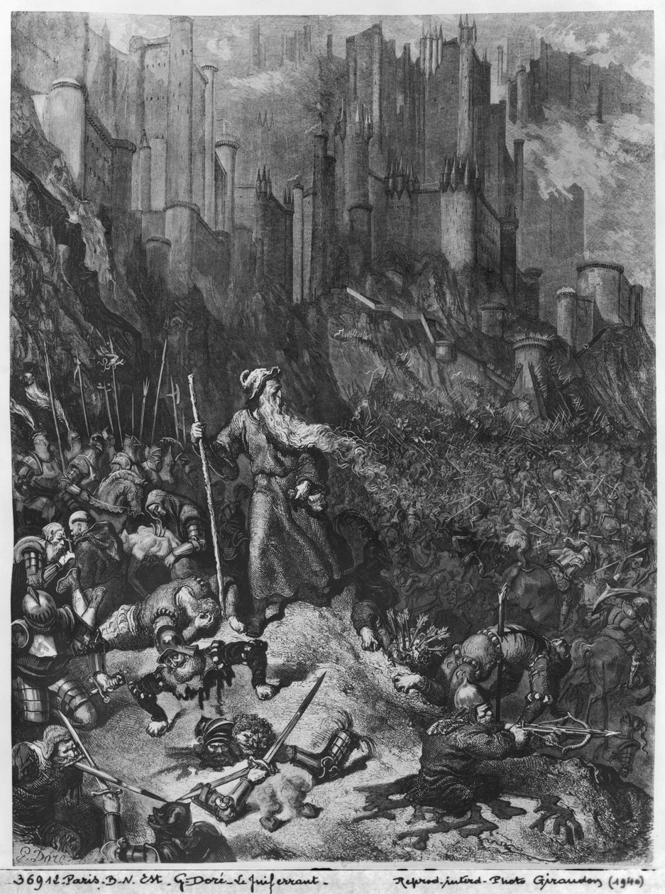 De wandelende Jood, gegraveerd door Felix Jean Gauchard door Gustave Dore