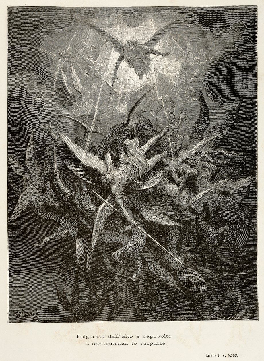 De val van engelen, scène uit Paradise Lost door John Milton, illustratie door Gustave Doré door Gustave Dore