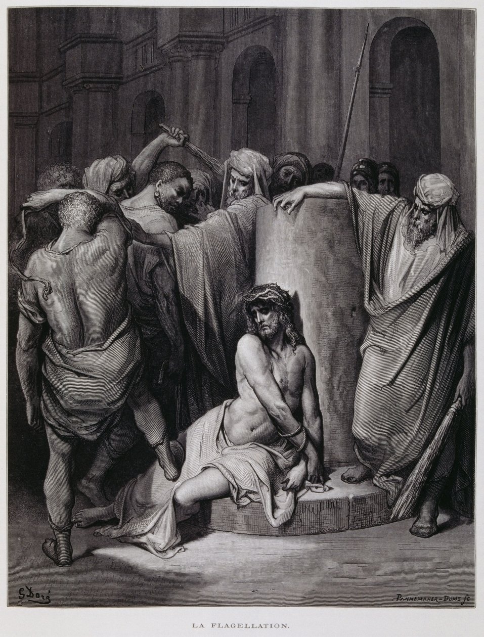 De geseling van Christus; Illustratie uit de Dore Bijbel door Gustave Dore