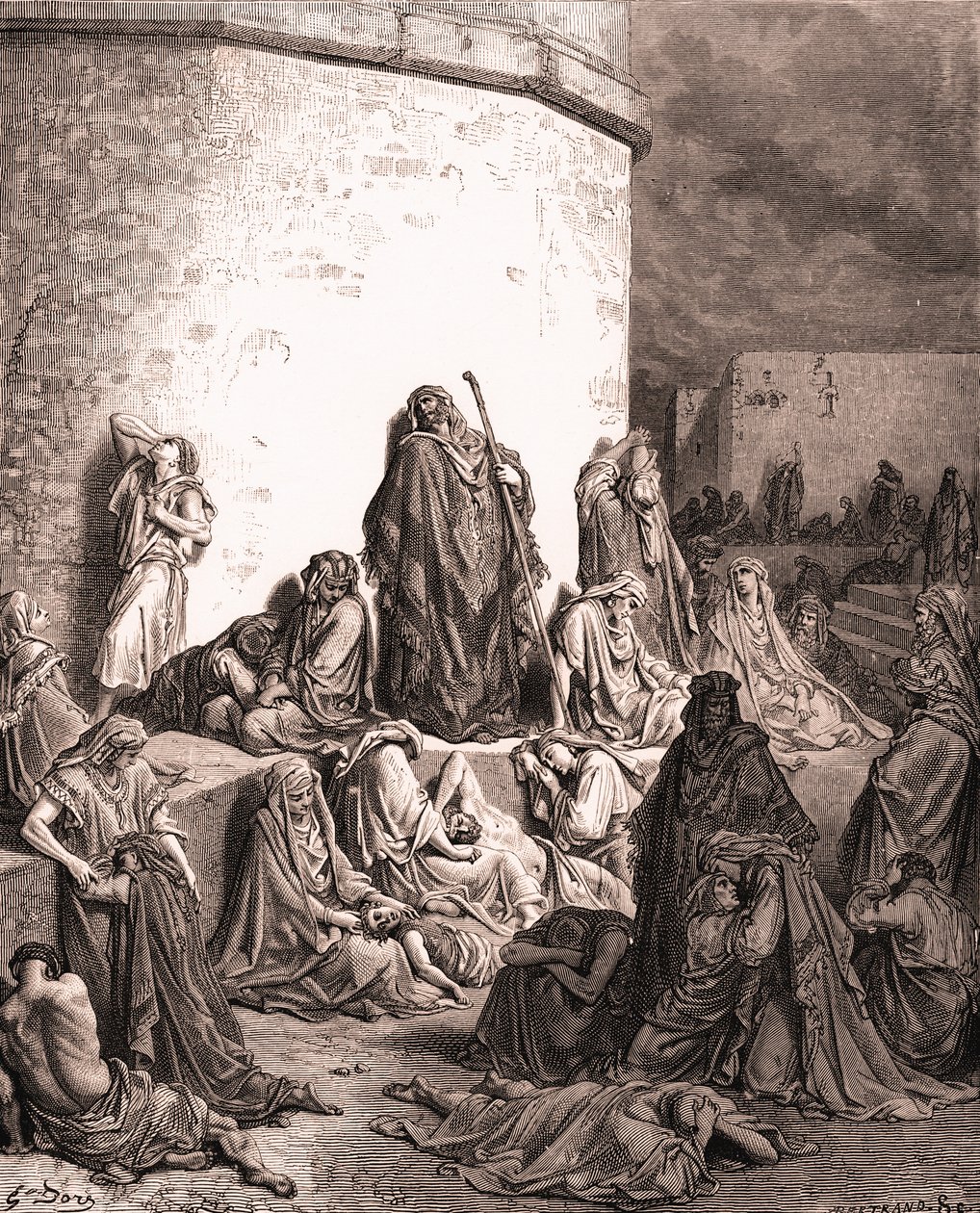 Het volk rouwt over Jeruzalem, door Gustave Doré - Bijbel door Gustave Dore