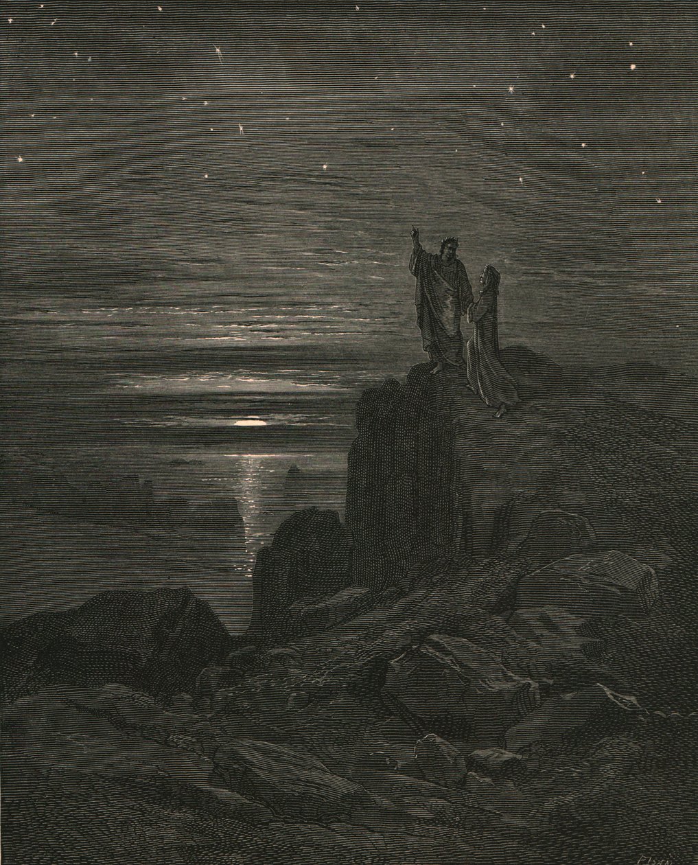 Toen we weer naar buiten kwamen, zagen we de sterren, ca. 1890 door Gustave Dore