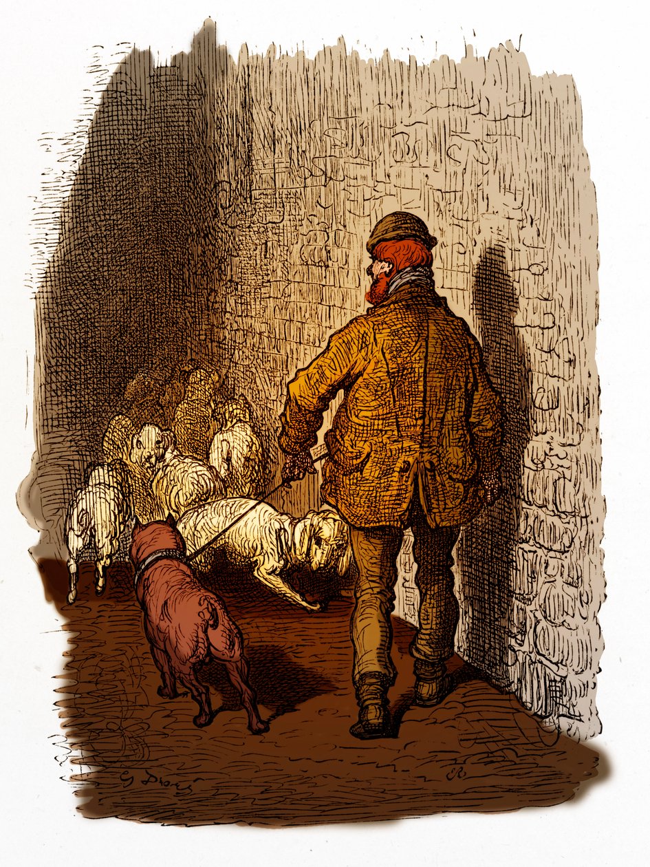 Victoriaanse Londense dokken, gravure door Gustave Doré door Gustave Dore