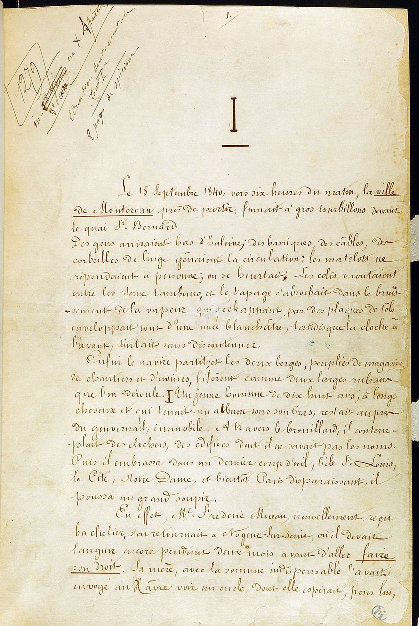 Eerste pagina van het manuscript van “L