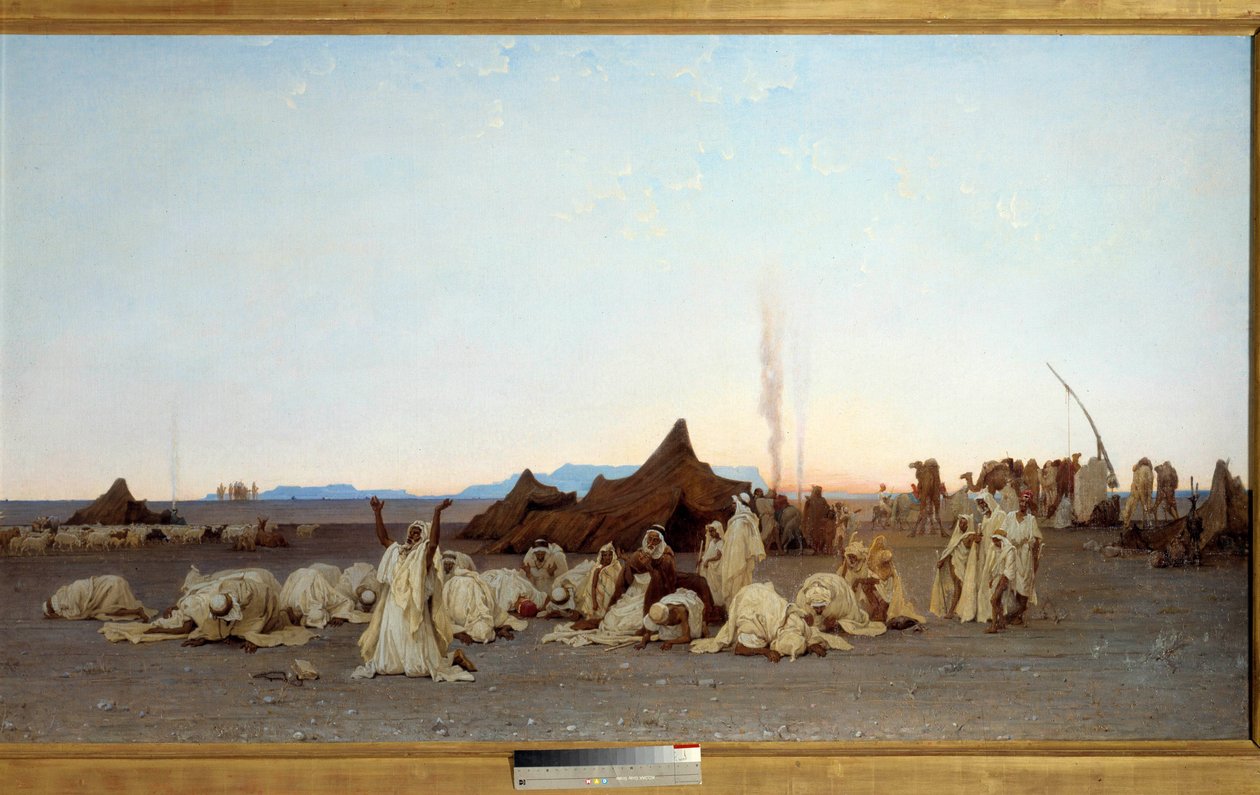 Avondgebed in de Sahara. Detail. 1863 door Gustave Guillaumet
