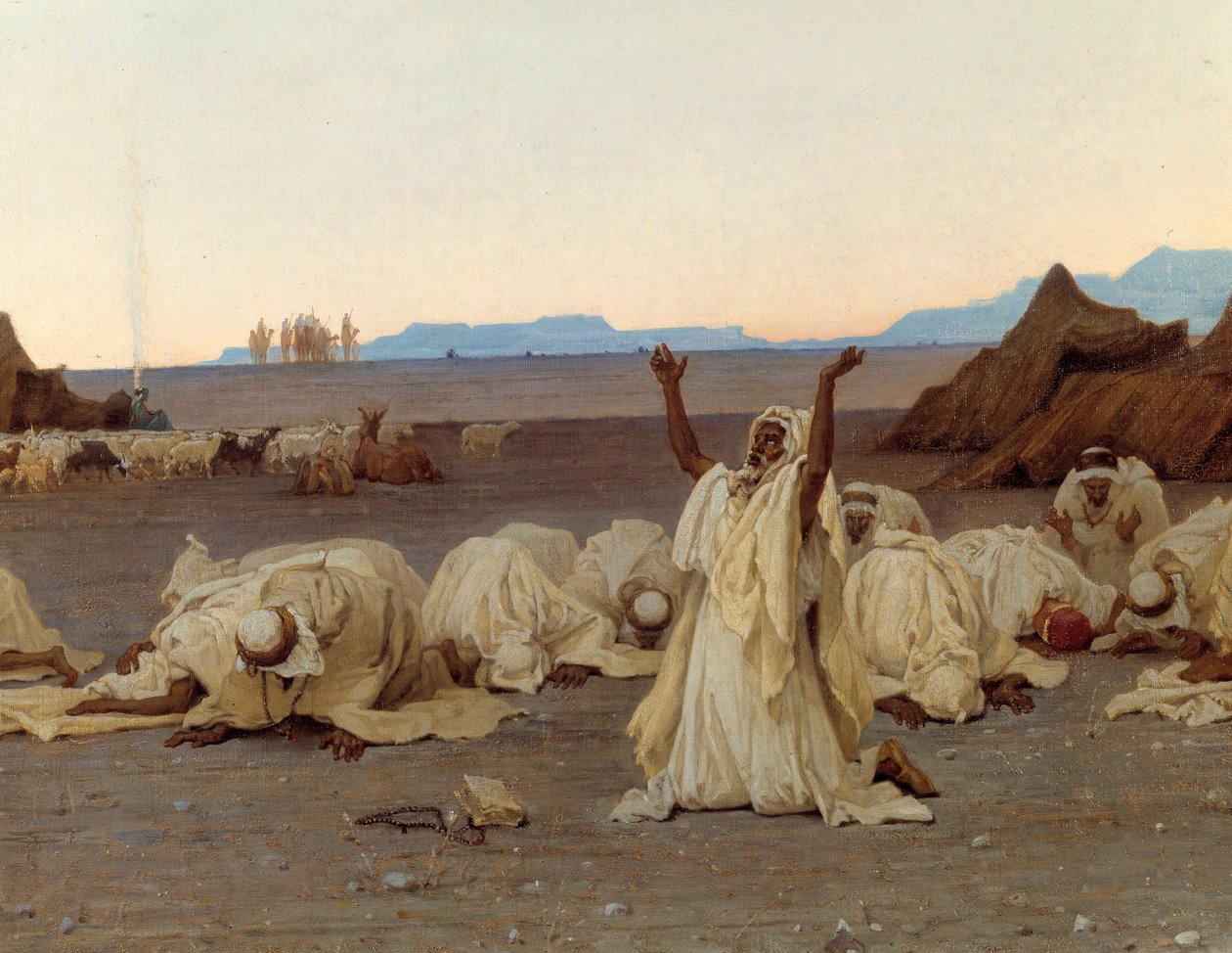 Avondgebed in de Sahara (detail) door Gustave Guillaumet