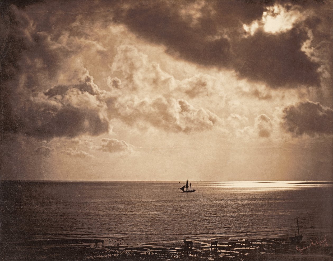 Brig op het water door Gustave Le Gray