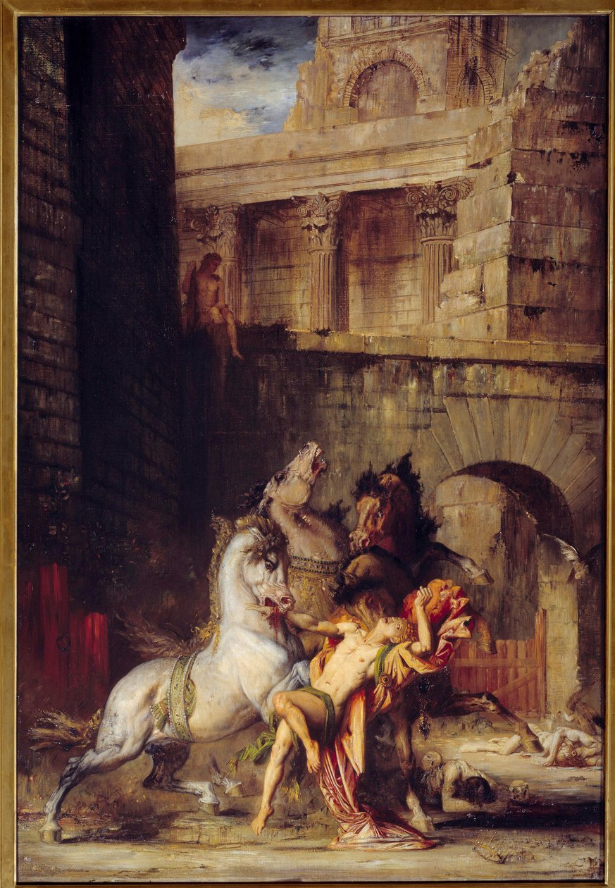 Diomede verslonden door zijn paarden door Gustave Moreau