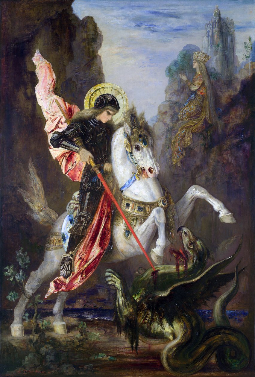 Frans:  Saint-Georges et le Dragon Sint Joris en de draak door Gustave Moreau