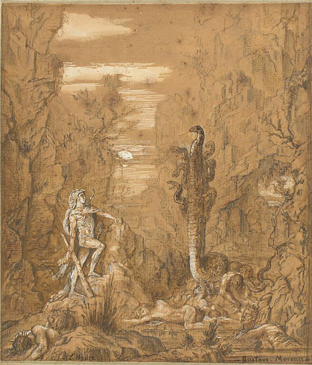 Hercules en de hydra van Lerna door Gustave Moreau