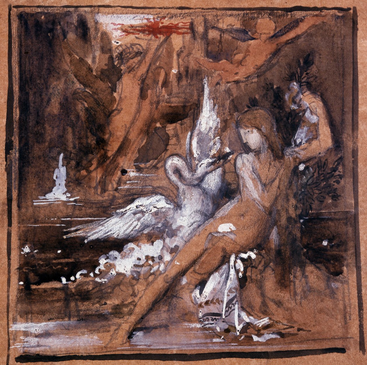 Leda en de Zwaan. Tekening door Gustave Moreau (1826-1898). door Gustave Moreau