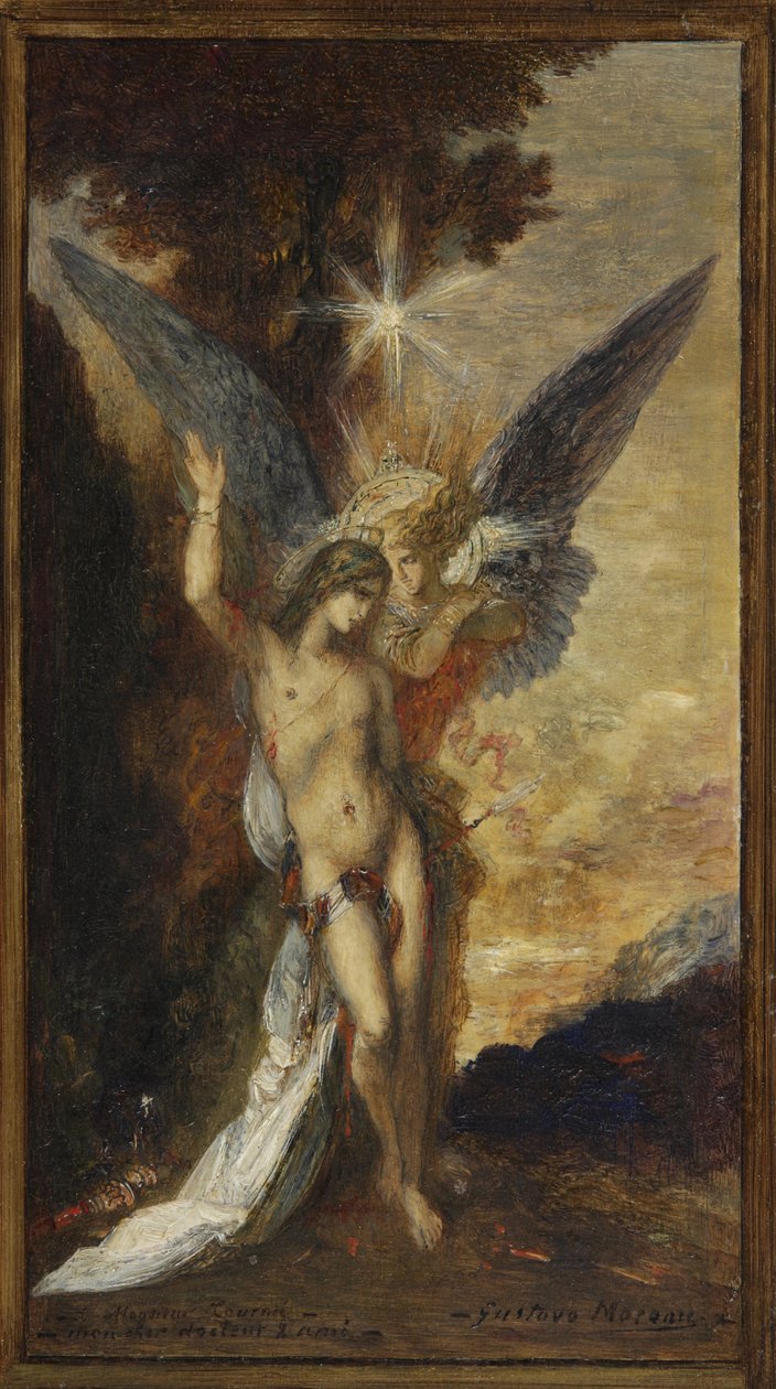 Moreau - Sint-Sebastiaan en de Engel, c1876 door Gustave Moreau