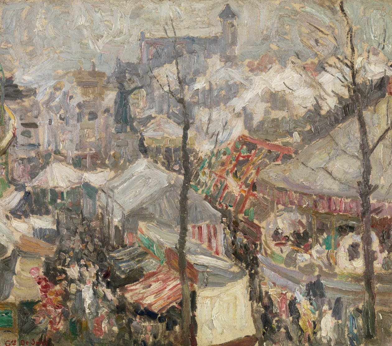 Kermis op de Vrijdagmarkt in Gent door Gustave de Smet
