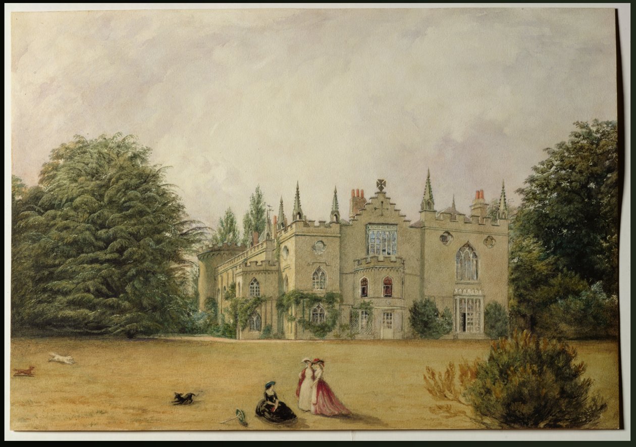 Uitzicht op Strawberry Hill, Middlesex vanuit de tuinen door Gustavus Ellinthorpe Sintzenich