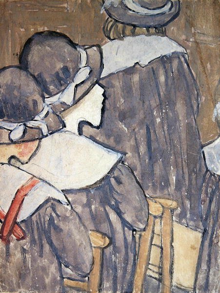 Kinderen in een kerk door Gwen John
