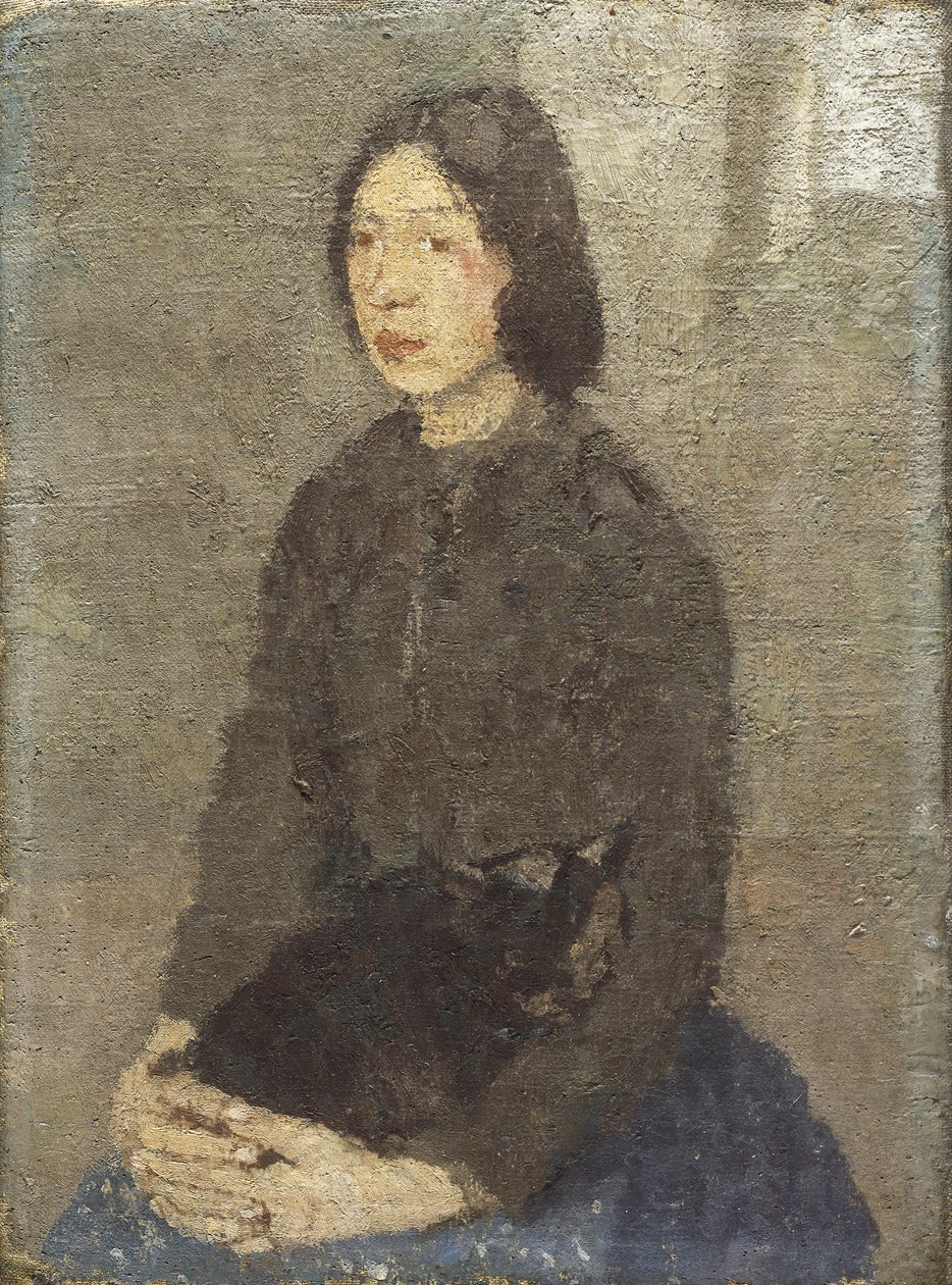 Meisje met kat op haar schoot door Gwen John