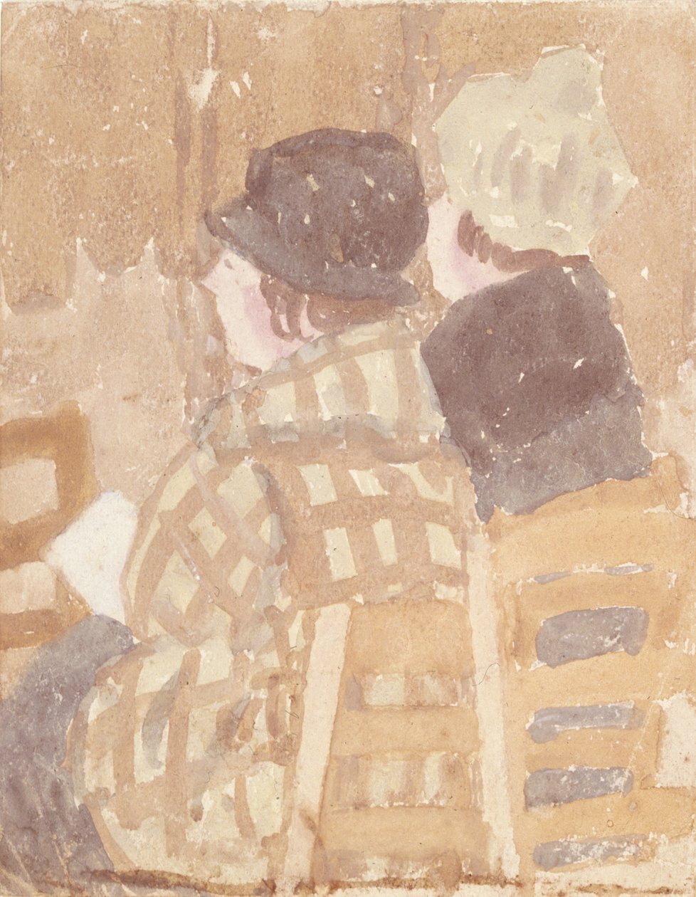 Twee vrouwen zittend in de kerk door Gwen John