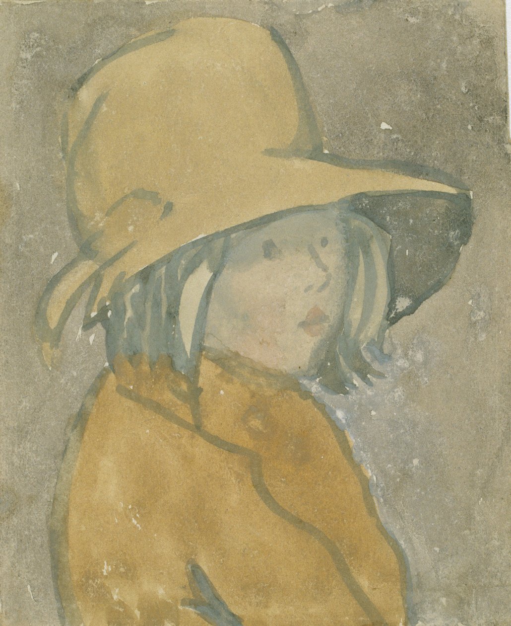Jong meisje met bruine hoed en jas door Gwen John