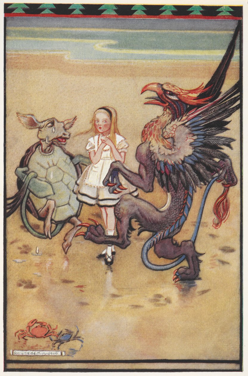 Alice danst met de Mock Turtle en de Gryphon door Gwynedd M. Hudson