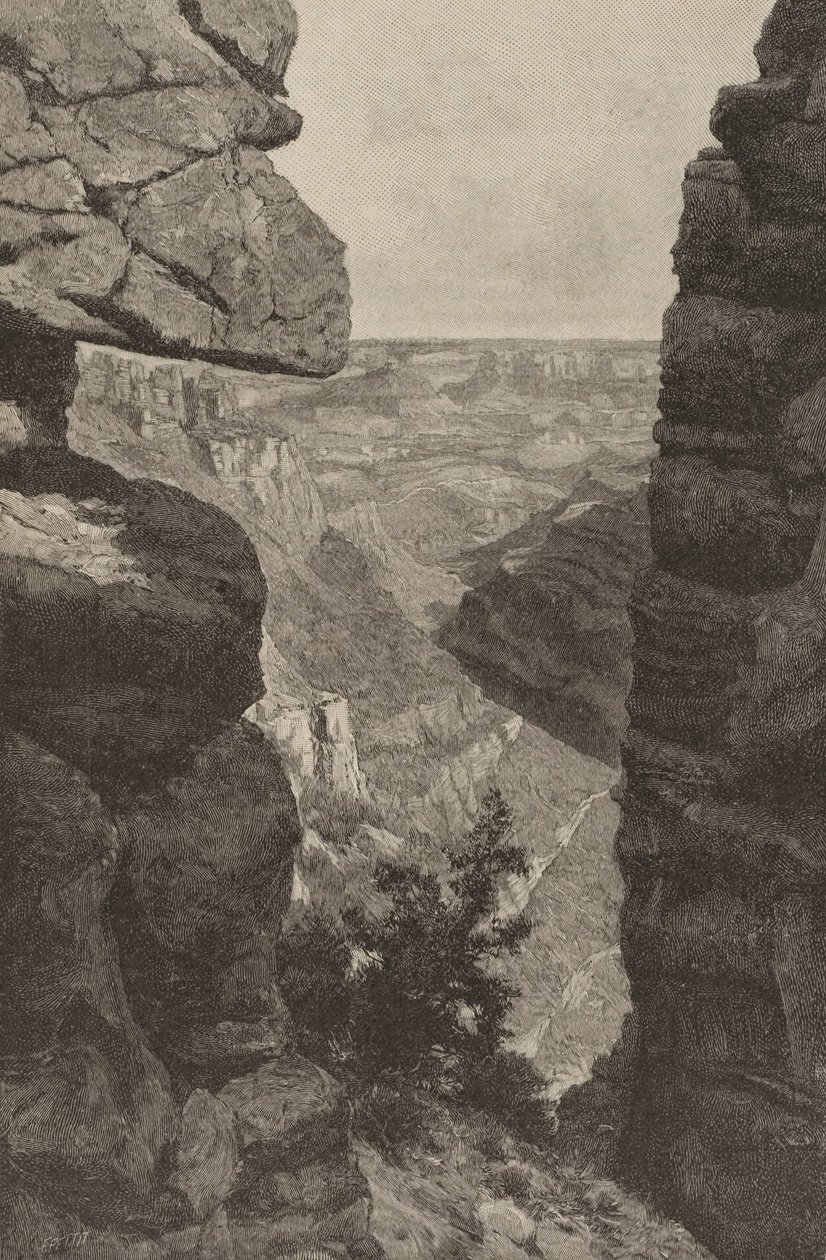 Grand Canyon van de Colorado, uitzicht vanaf het Hance-pad door H. Bolton Jones
