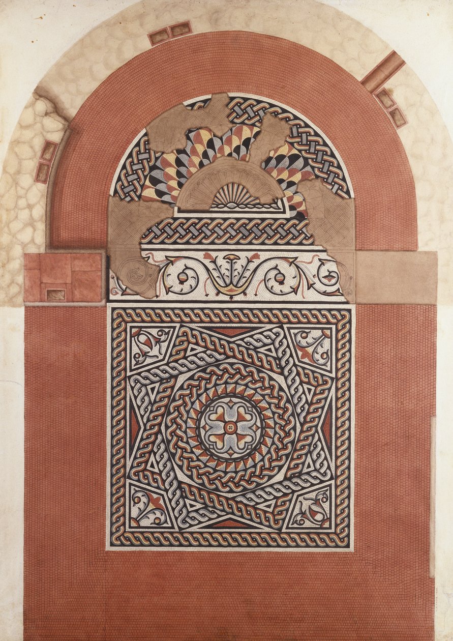 Romeins mozaïek gevonden in Bucklersbury, 1869 door H. R. Payne