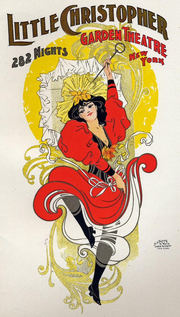 Vrouw die de cancan danst. Little Christopher Theatre, New York door H.A. Thomas