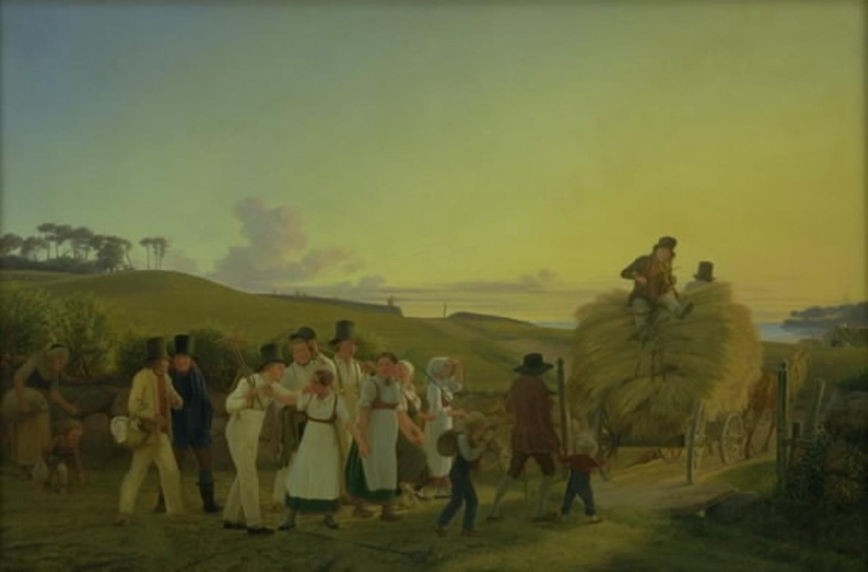 Boeren keren terug van het veld met de laatste lading graan door H.J. Hammer