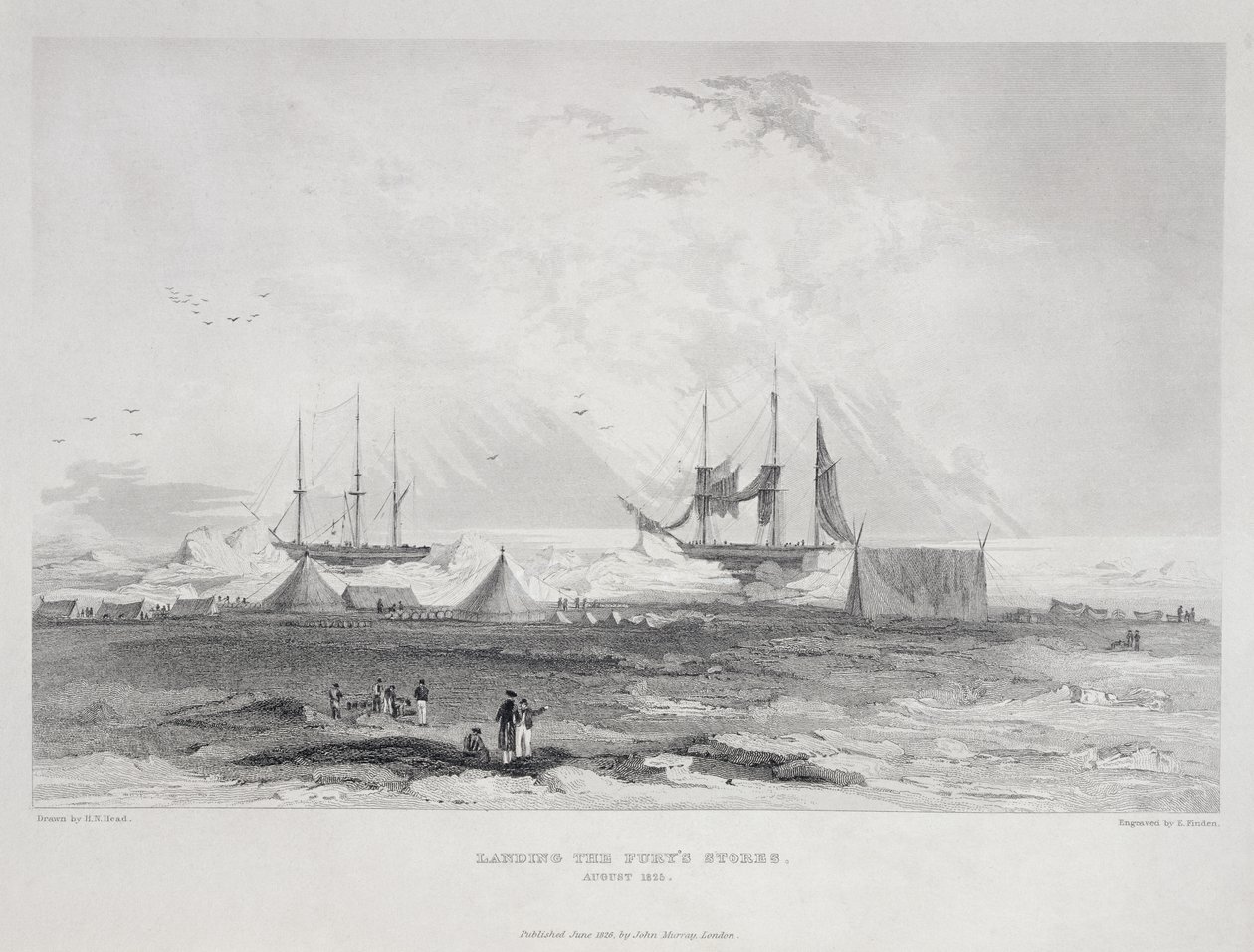 Landing van de voorraden van de Fury, augustus 1825, uit 
