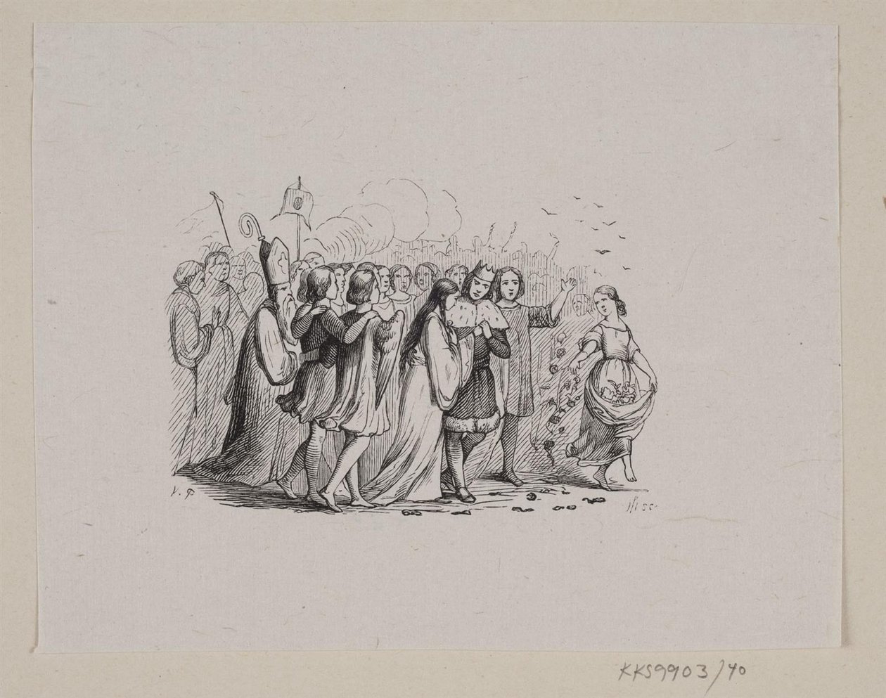 Illustratie voor "De wilde zwanen" in H.C. Andersen, "Sprookjes en verhalen", Deel 1 door H.P. Hansen