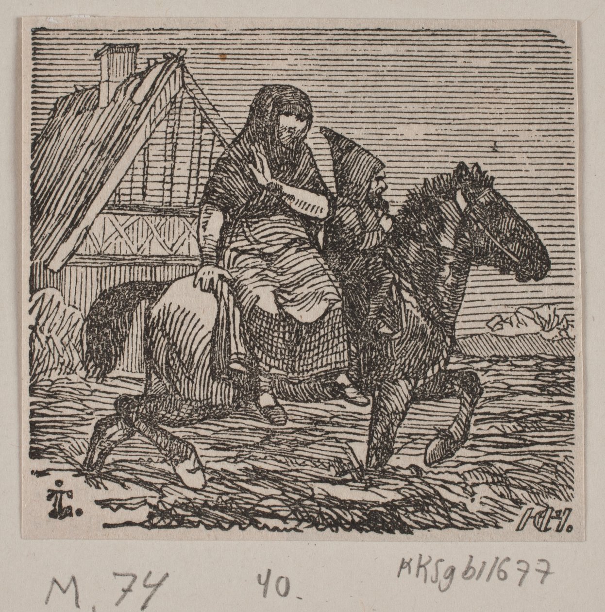 Illustratie bij "De vroedvrouw en de trol" door H. C. Henneberg