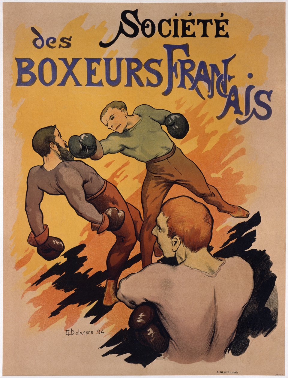 Poster ter promotie van de Société des boxeurs français, 1894 door H. Delaspre
