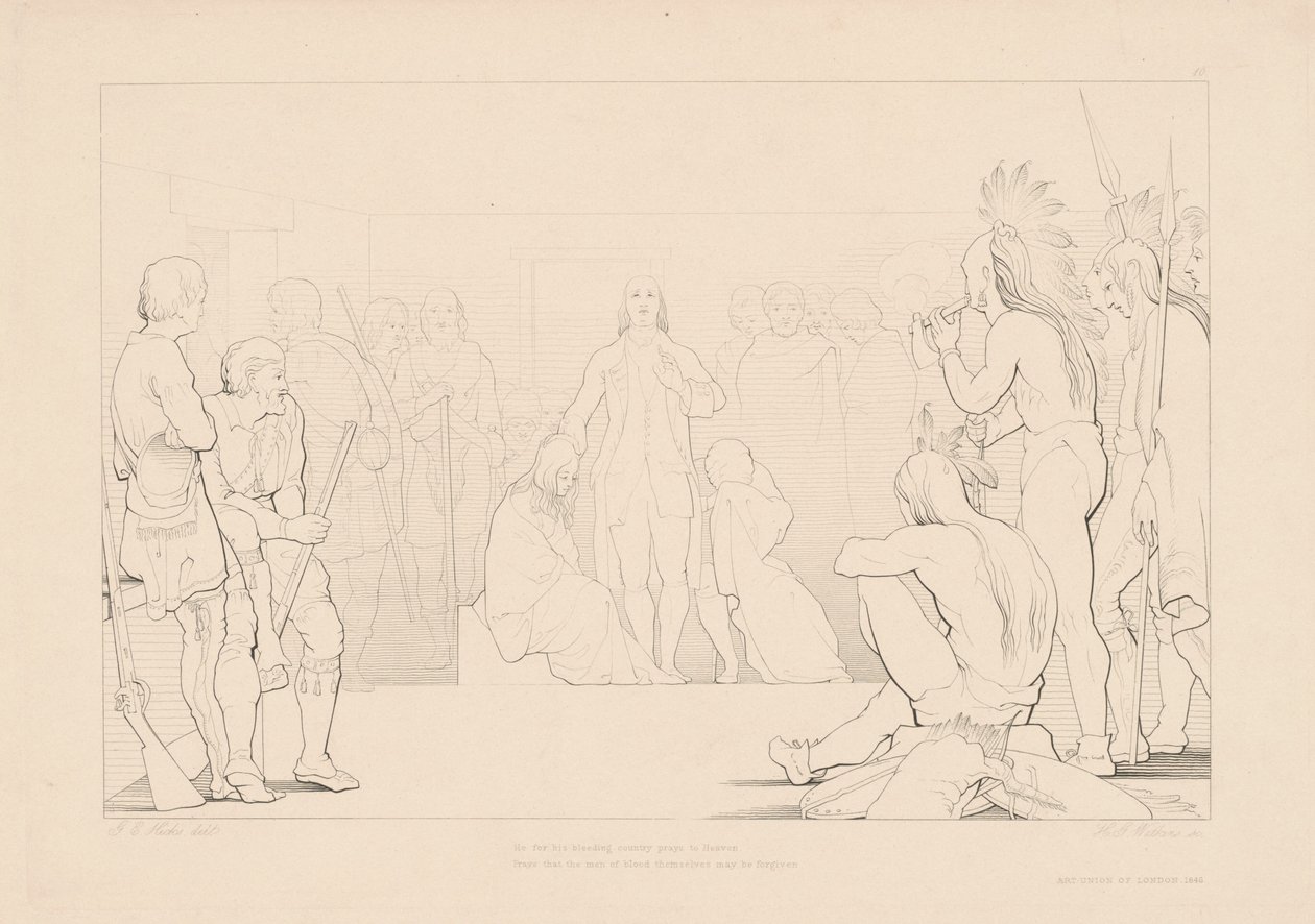 Hij Bidt tot de Hemel voor Zijn Bloedende Land door H. G. Watkins, after George Elgar Hicks
