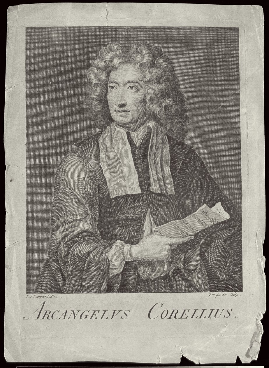 Arcangelo Corelli (1653-1713) gegraveerd door Van der Gucht door H. Howard