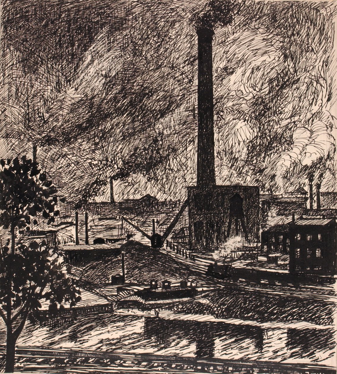 Zonder titel (industriële scène) door H. Lyman Sayen