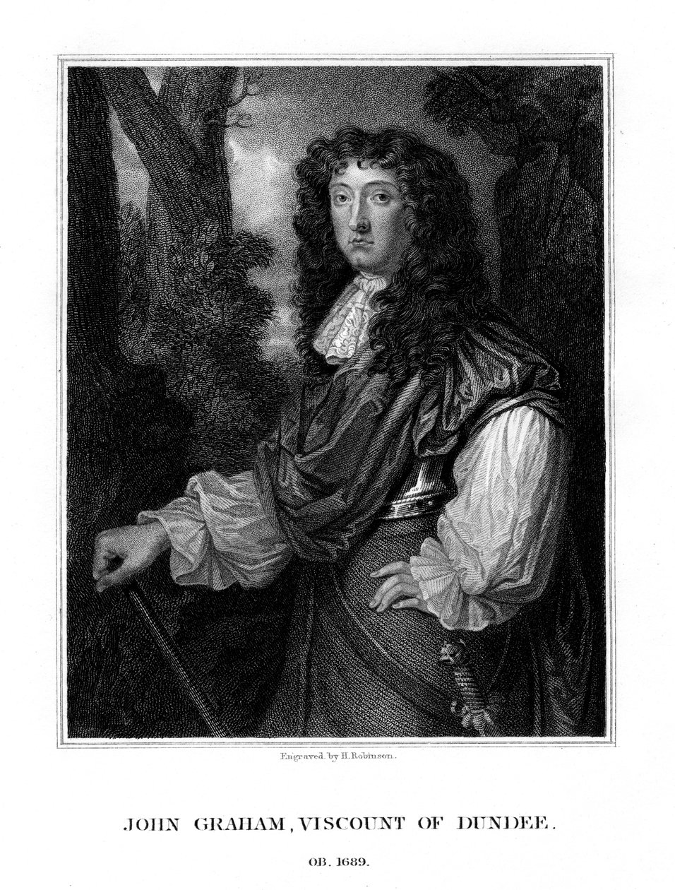 John Graham van Claverhouse, 1e Burggraaf Dundee, Schotse Jacobitische commandant, 1829 door H. Robinson