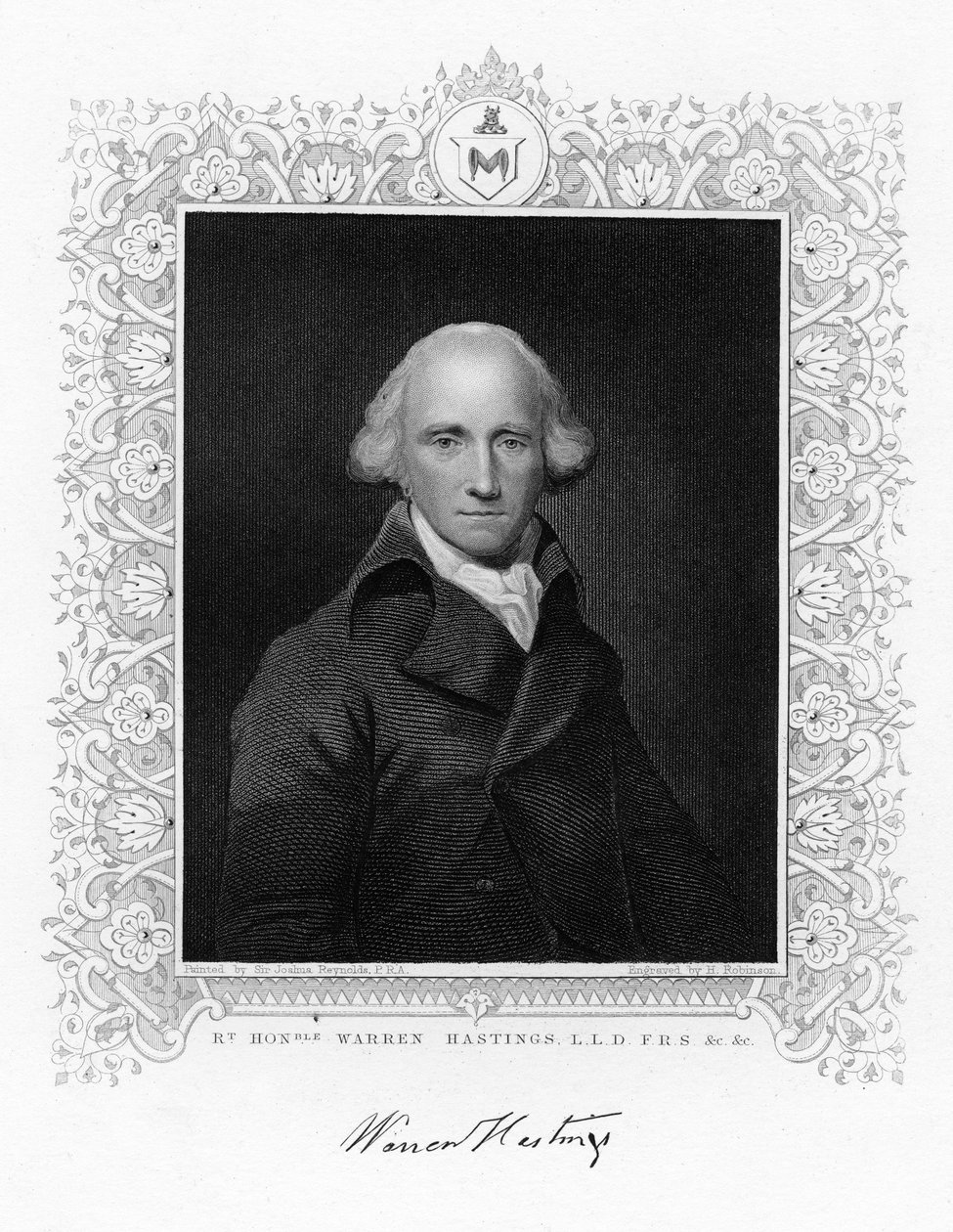 Warren Hastings, de eerste gouverneur-generaal van Brits-Indië, 19e eeuw door H. Robinson