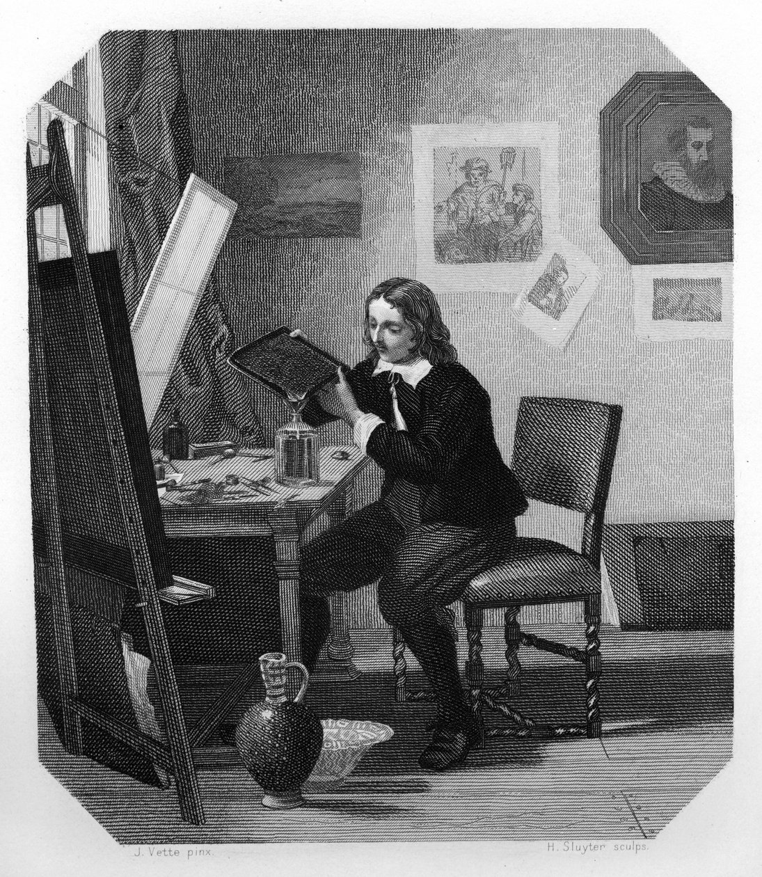 Cornelis Visscher, 17e-eeuwse Nederlandse graveur, c1870 door H. Sluyter